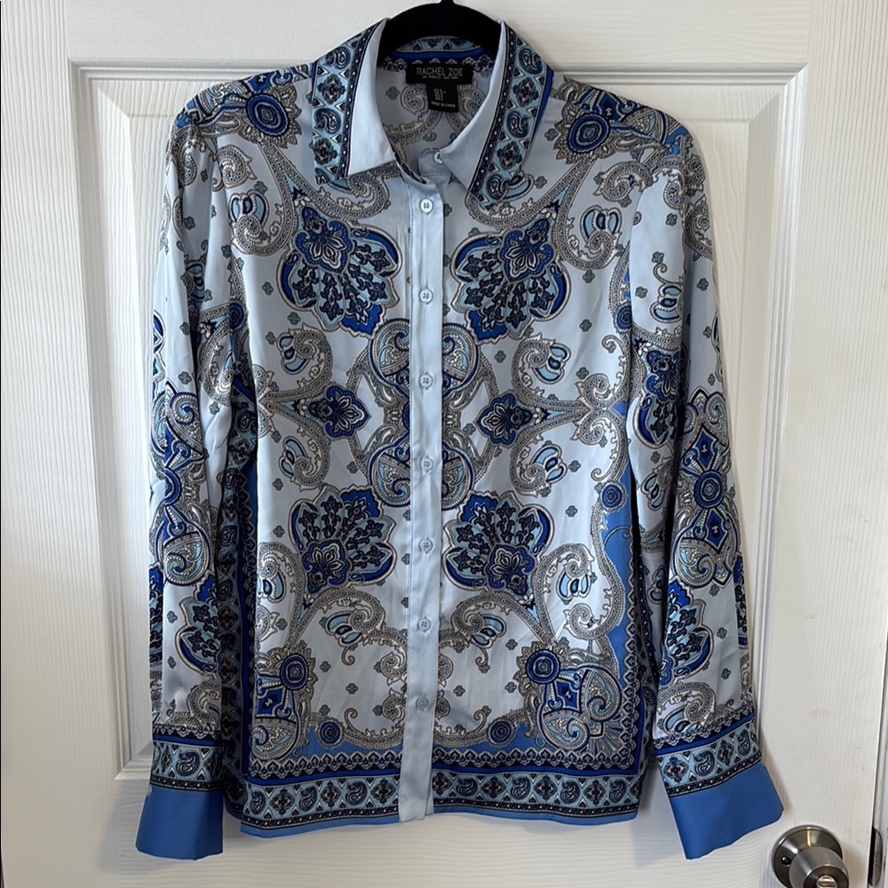 Blue Paisley Button-Up Shirt
